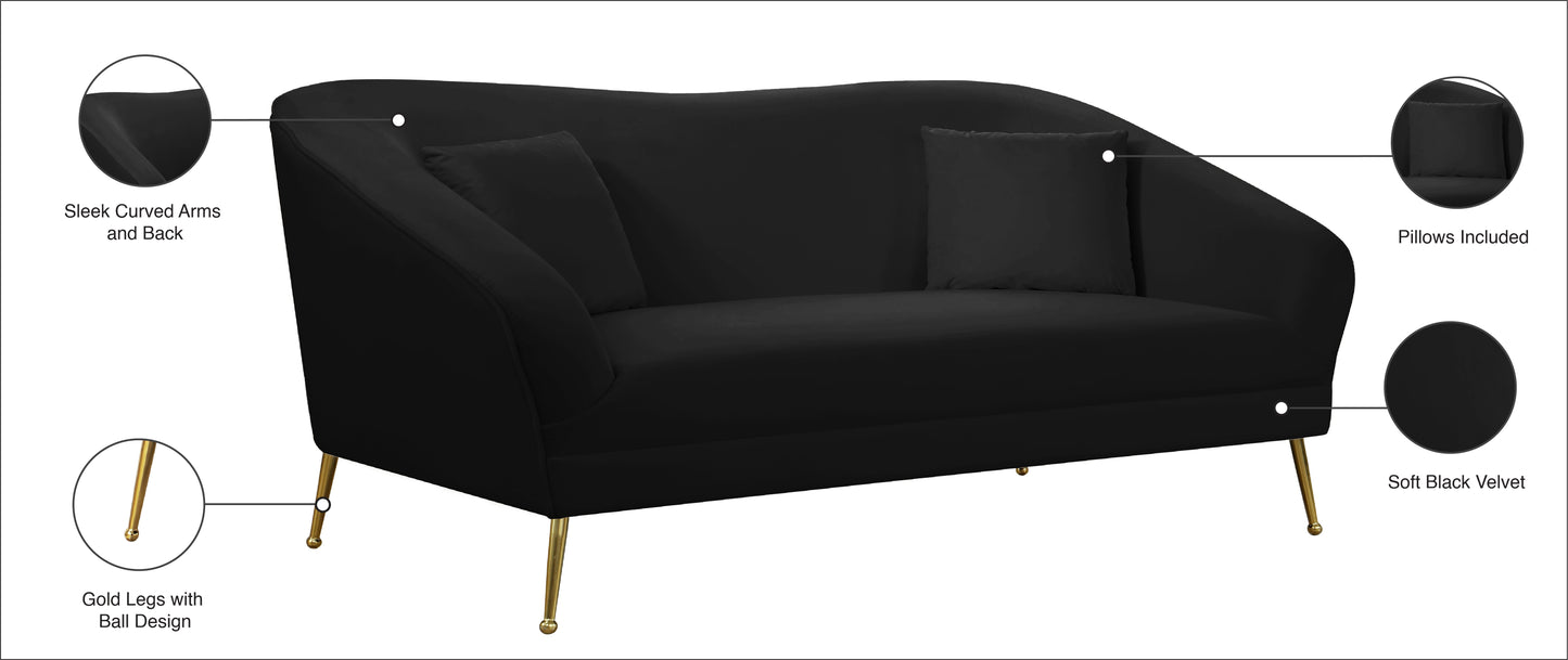 blair black velvet loveseat l