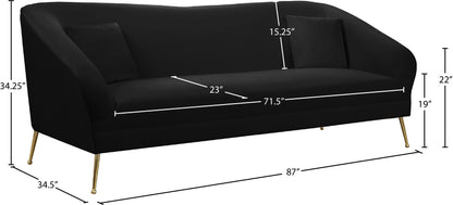 Blair Black Velvet Sofa S