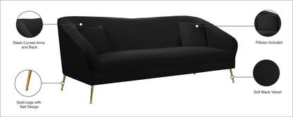Blair Black Velvet Sofa S