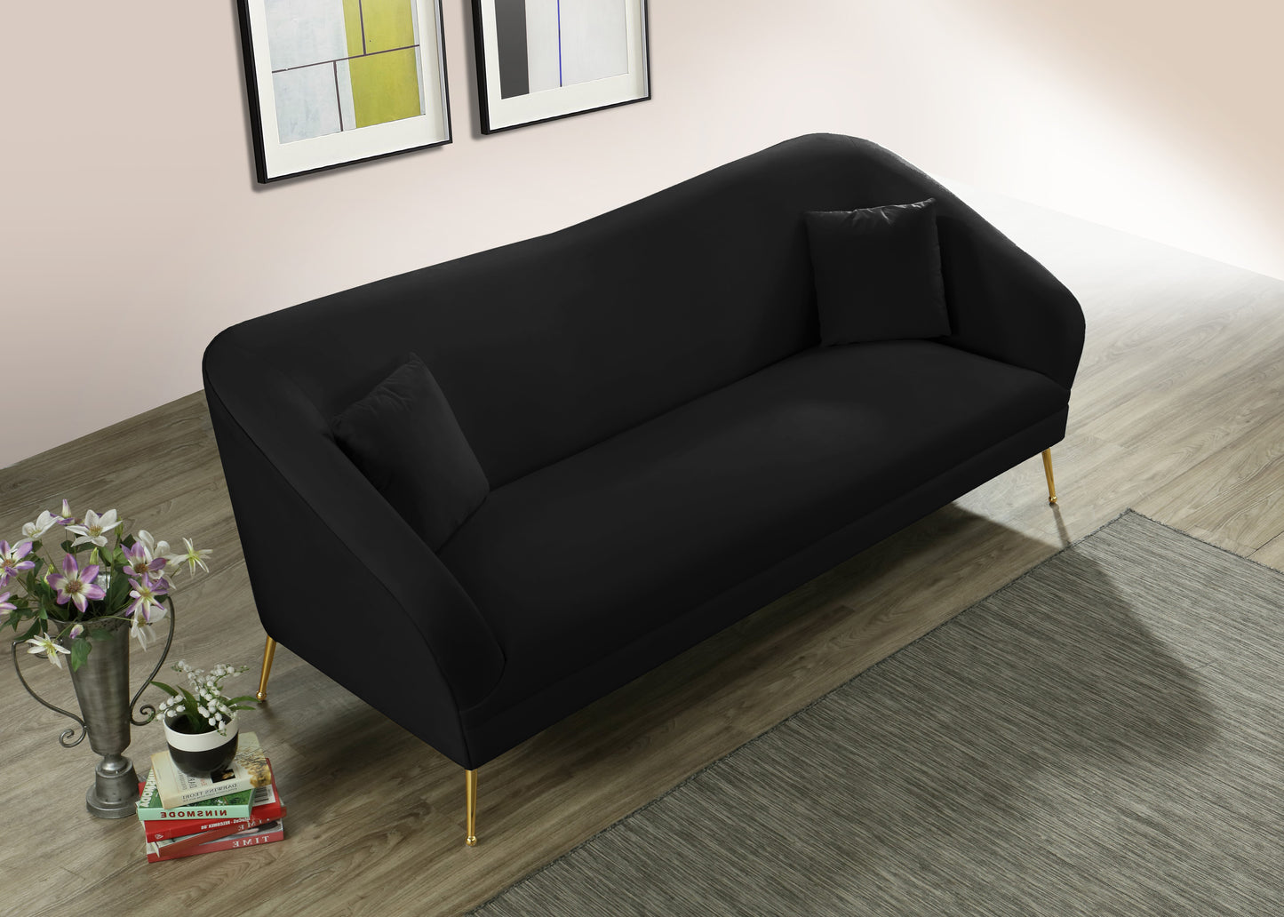 blair black velvet sofa s