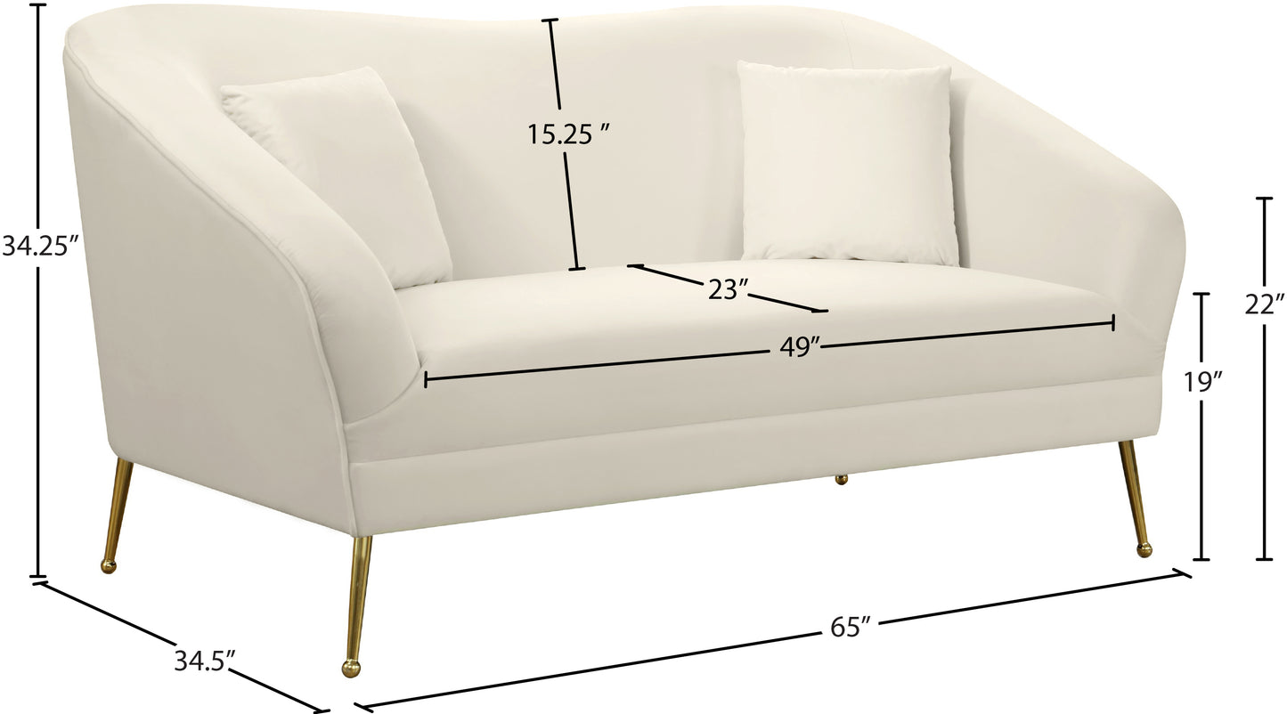 blair cream velvet loveseat l