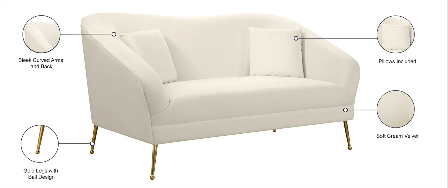 blair cream velvet loveseat l