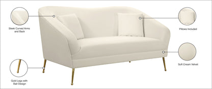 Blair Cream Velvet Loveseat L