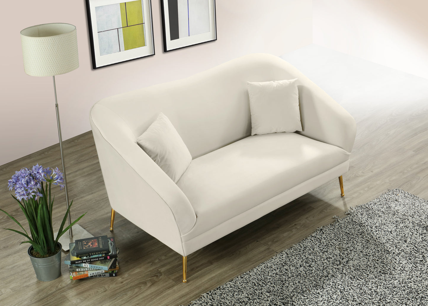 blair cream velvet loveseat l