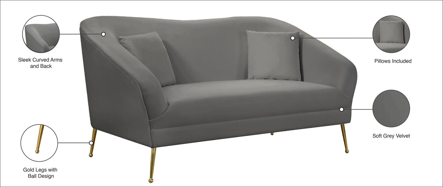 blair grey velvet loveseat l