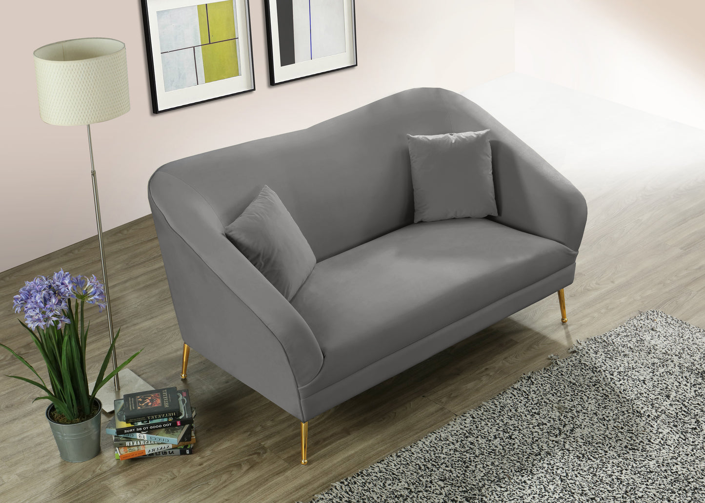 blair grey velvet loveseat l