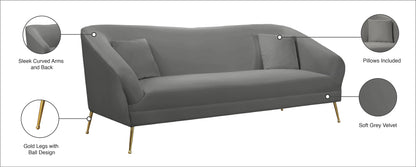 Blair Grey Velvet Sofa S