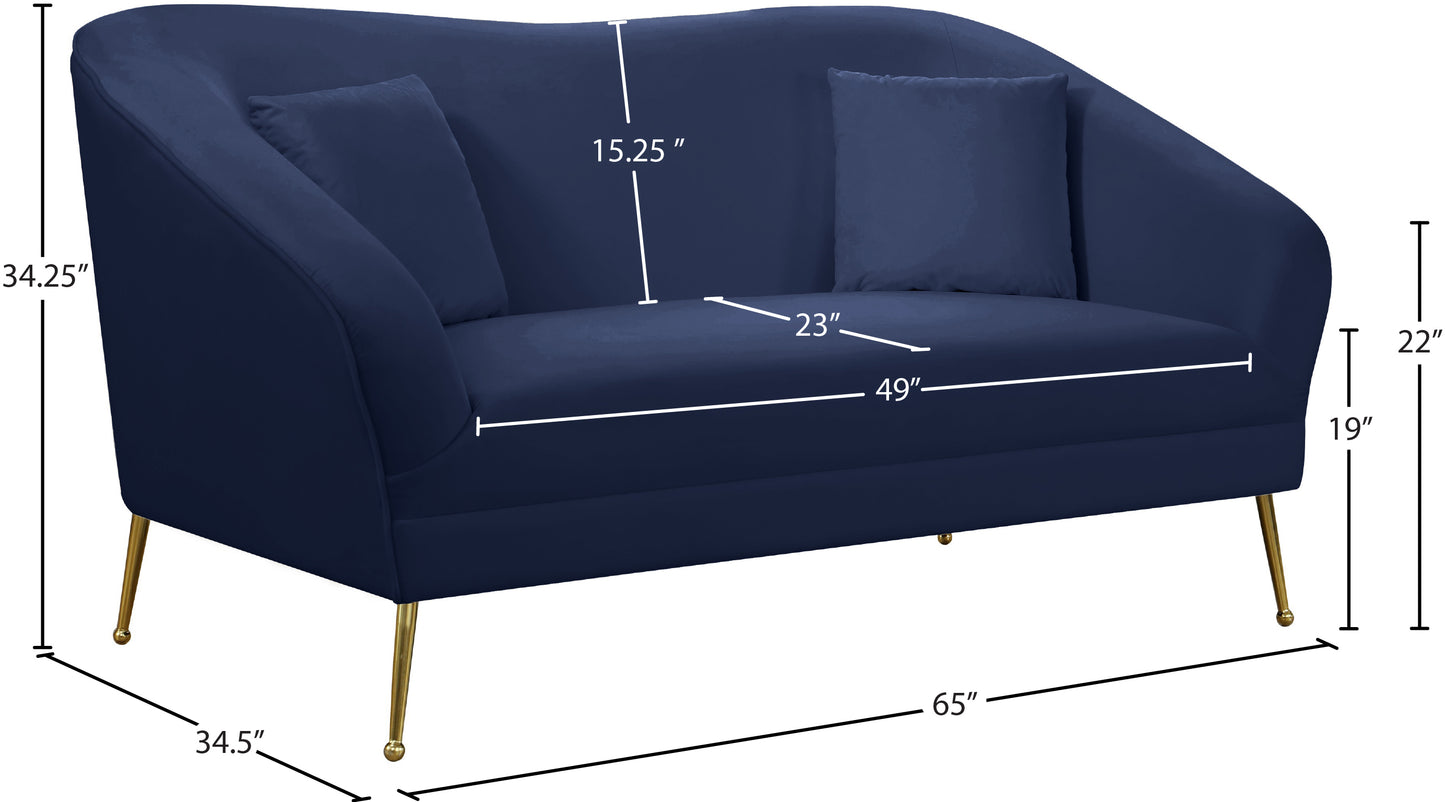 blair navy velvet loveseat l