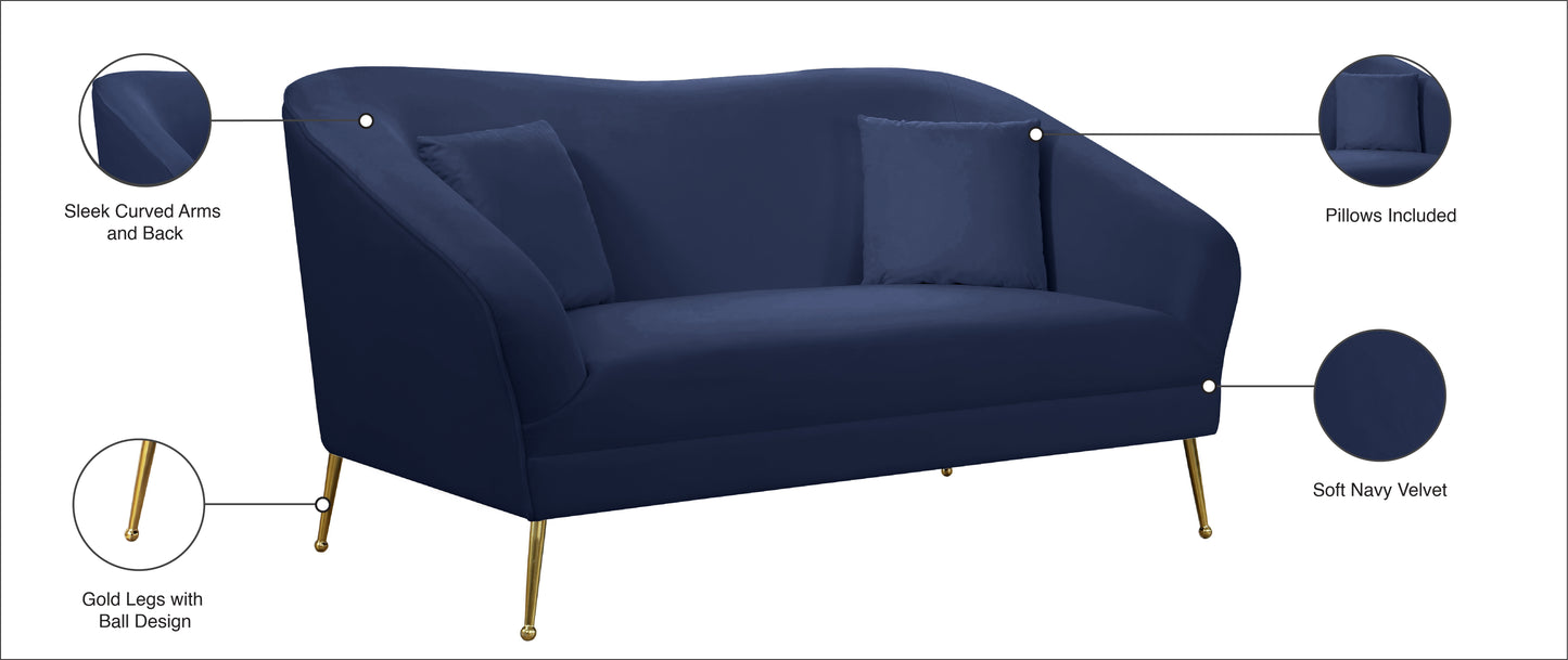 blair navy velvet loveseat l