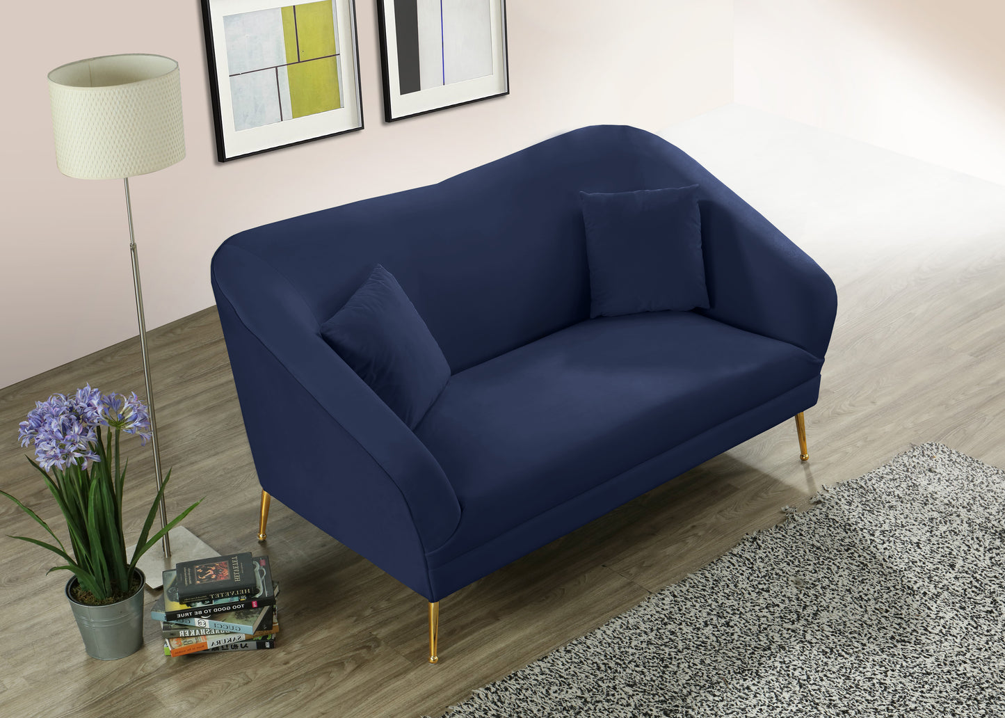 blair navy velvet loveseat l