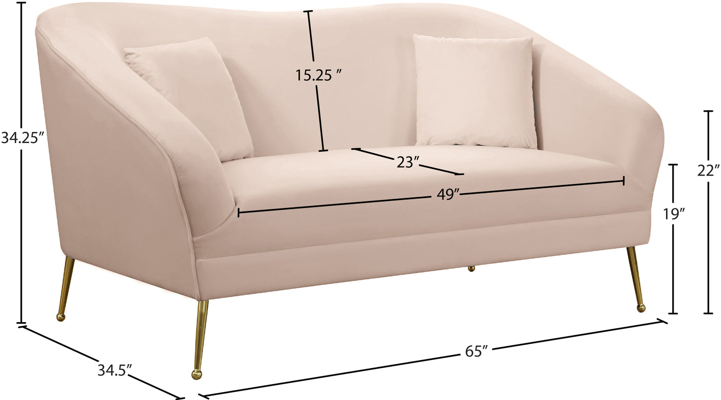 blair pink velvet loveseat l