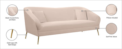 Blair Pink Velvet Sofa S