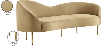 Maddox Camel Velvet Sofa S