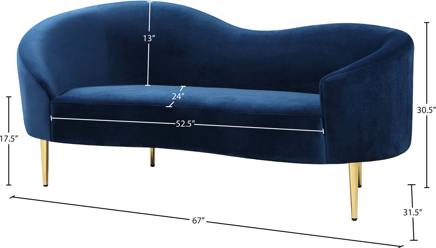 maddox navy velvet loveseat l