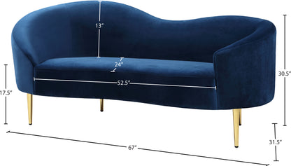 Maddox Navy Velvet Loveseat L