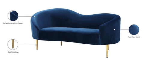 Maddox Navy Velvet Loveseat L