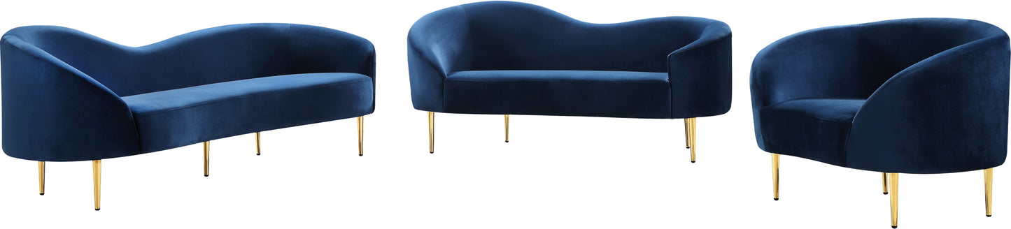 maddox navy velvet loveseat l