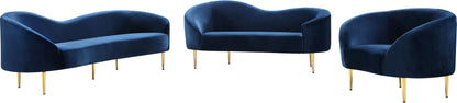 Maddox Navy Velvet Loveseat L