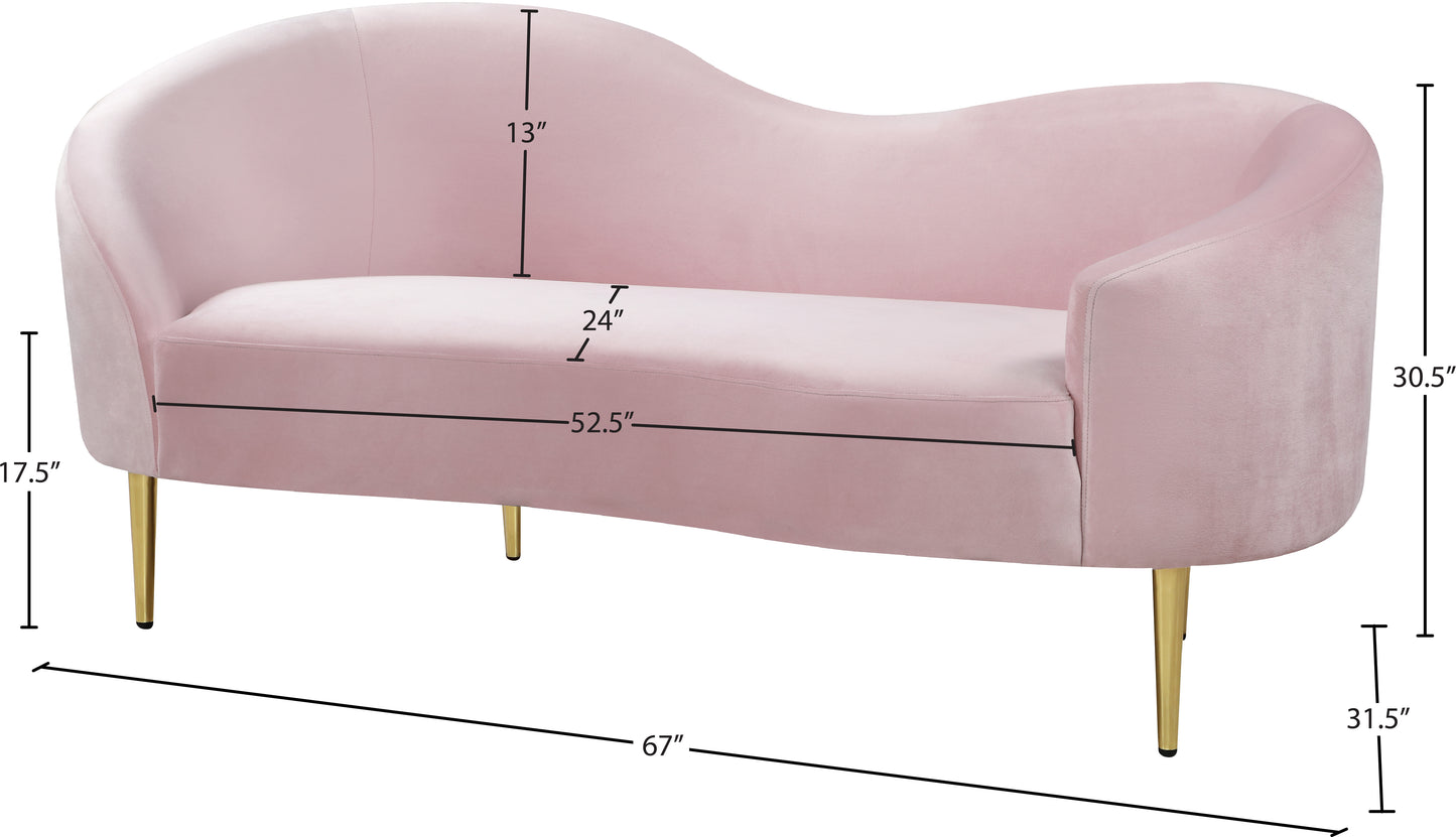 maddox pink velvet loveseat l