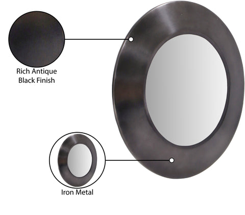 Delaney 24" Black Iron Frame Mirror, 1 Piece