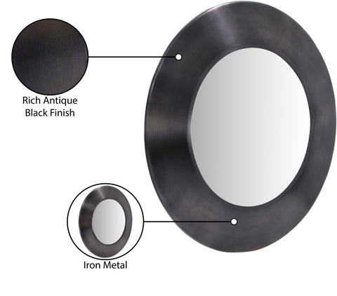 Delaney 30" Black Iron Frame Mirror, 1 Piece