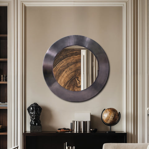 Delaney 30" Black Iron Frame Mirror, 1 Piece