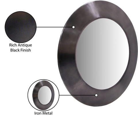Delaney 36" Black Iron Frame Mirror, 1 Piece