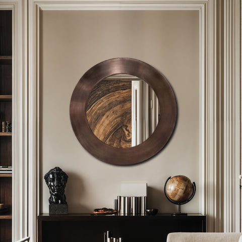 Delaney 30" Brown Iron Frame Mirror, 1 Piece