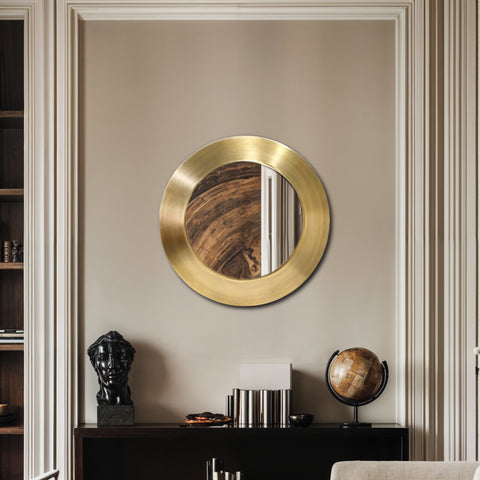 Delaney 24" Gold Iron Frame Mirror, 1 Piece