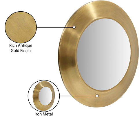 Delaney 36" Gold Iron Frame Mirror, 1 Piece
