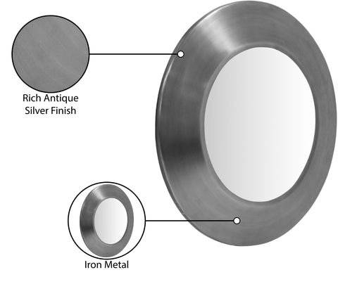 Delaney 24" Silver Iron Frame Mirror, 1 Piece