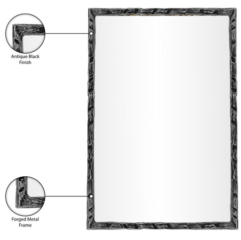 Jessa 24" Black Iron Frame Mirror, 1 Piece
