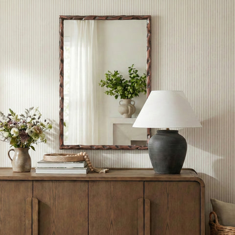 Jessa 24" Brown Iron Frame Mirror, 1 Piece
