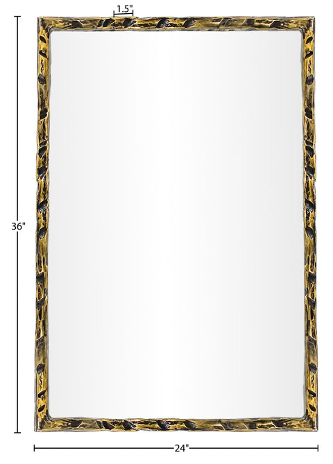 Jessa 24" Gold Iron Frame Mirror, 1 Piece