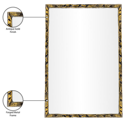 Jessa 24" Gold Iron Frame Mirror, 1 Piece