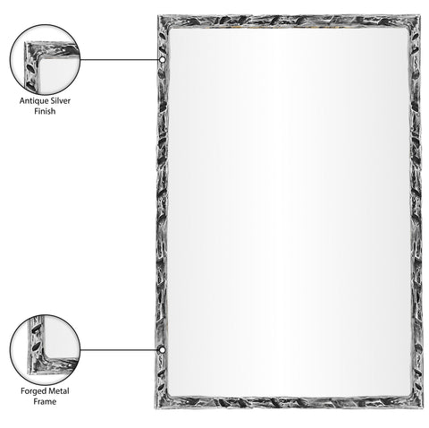 Jessa 24" Silver Iron Frame Mirror, 1 Piece