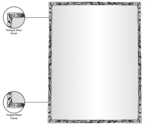 Jessa 48" Silver Iron Frame Mirror, 1 Piece