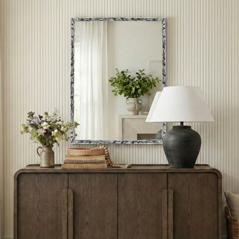 Jessa 48" Silver Iron Frame Mirror, 1 Piece