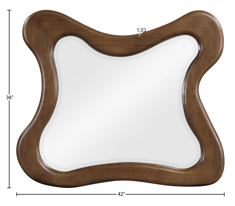 Willow 42" Brown Solid Wood Frame Mirror, 1 Piece