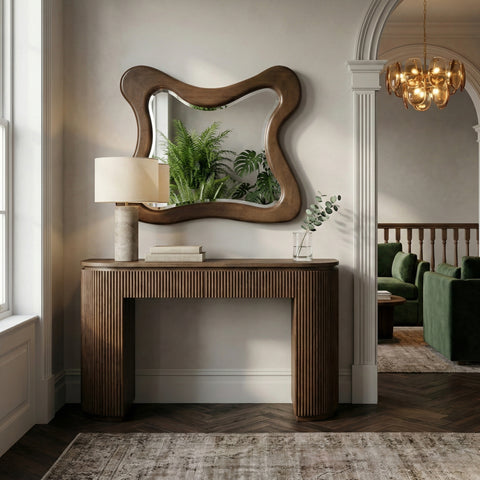 Willow 42" Brown Solid Wood Frame Mirror, 1 Piece