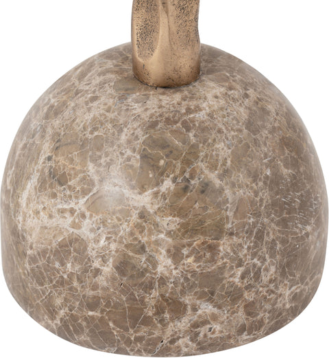 Quinn Beige Genuine Marble Top And Aluminum Base Drink Table, 1 Piece