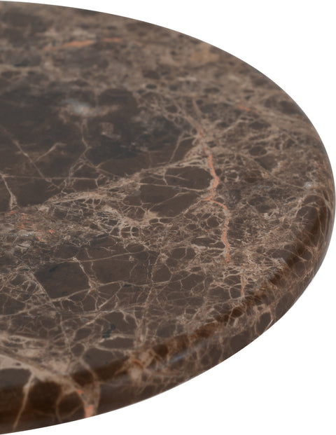 Quinn Brown Genuine Marble Top And Aluminum Base Drink Table, 1 Piece