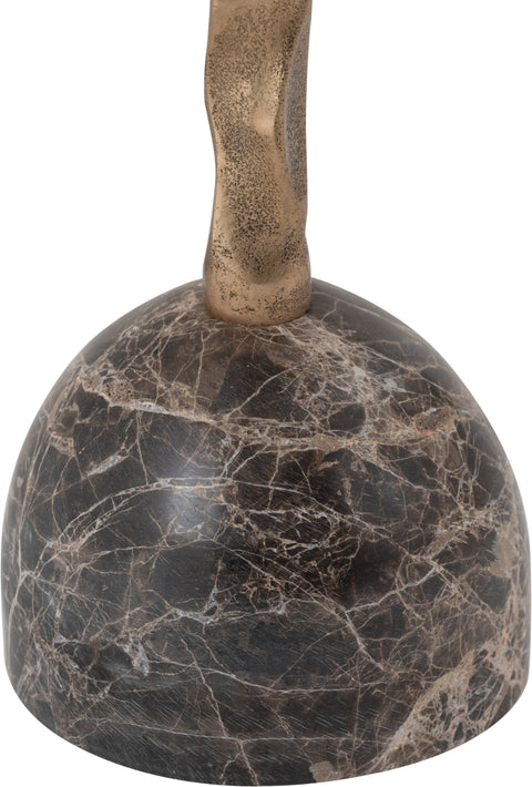Quinn Brown Genuine Marble Top And Aluminum Base Drink Table, 1 Piece