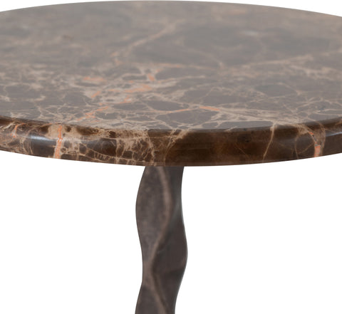Quinn Brown Genuine Marble Top And Aluminum Base Drink Table, 1 Piece (Style 2)