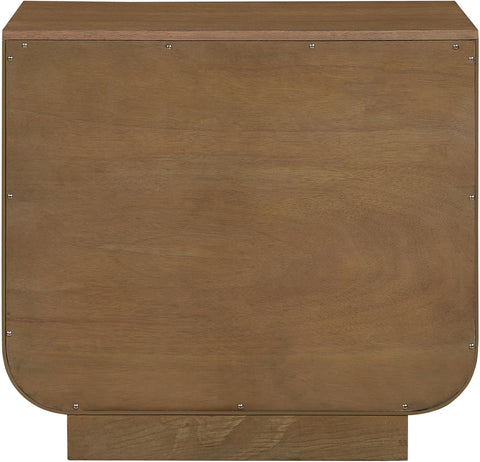 Yara 28" Brown Rattan Handle And Solid Wood Nightstand, 1 Piece