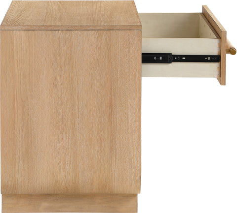 Yara 28" Natural Rattan Handle And Solid Wood Nightstand, 1 Piece