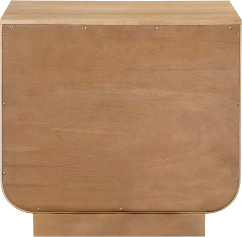 Yara 28" Natural Rattan Handle And Solid Wood Nightstand, 1 Piece