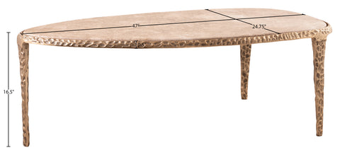Farrah Beige Genuine Marble Top And Aluminum Base Coffee Table, 1 Piece