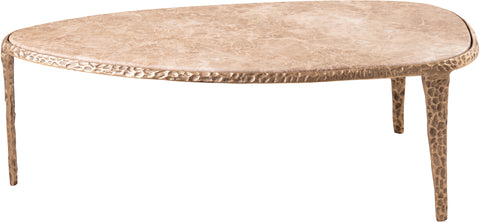 Farrah Beige Genuine Marble Top And Aluminum Base Coffee Table, 1 Piece