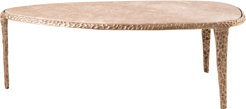 Farrah Beige Genuine Marble Top And Aluminum Base Coffee Table, 1 Piece